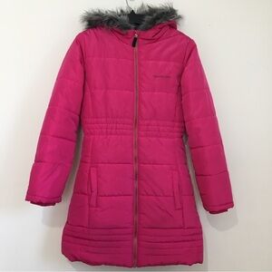 Calvin Klein Big Girls Fuchsia Pink Hooded Winter Snow Puffer Coat